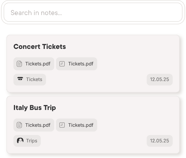 Search box with two matching notes